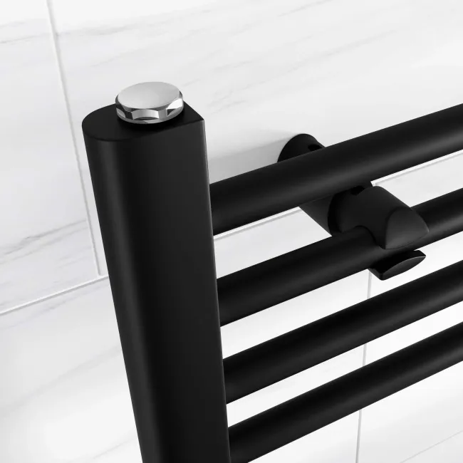 Barcelona Matt Black Straight Heated Towel Rail 1600x500mm