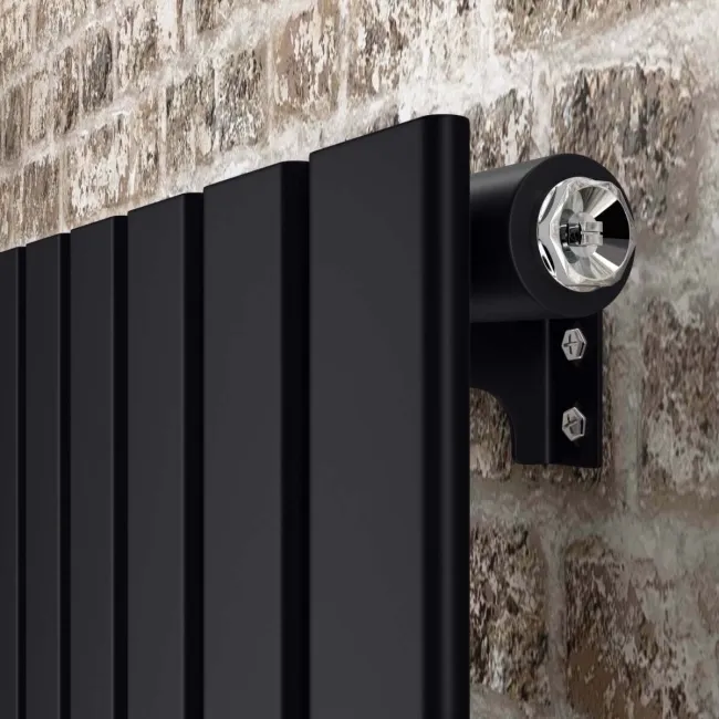 Faro Matt Black Single Flat Panel Vertical Radiator 1600x420mm