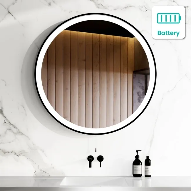 Mollie Battery Operated Black Framed Illuminated LED Mirror 800mm