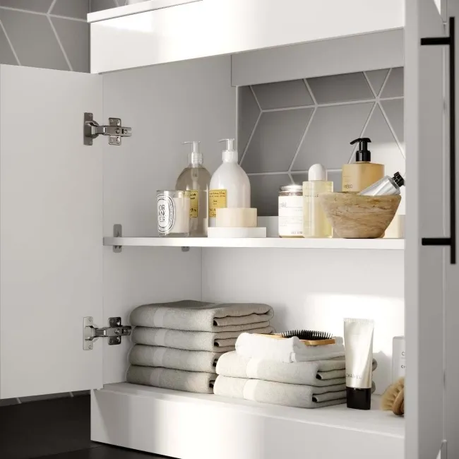 Avon Gloss White Basin Vanity 800mm - Black Accents