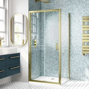 London Brushed Brass 6mm Bifold Shower Enclosure 900x760mm
