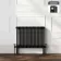 Athens Matt Black Double Column Horizontal Traditional Radiator 600x785mm