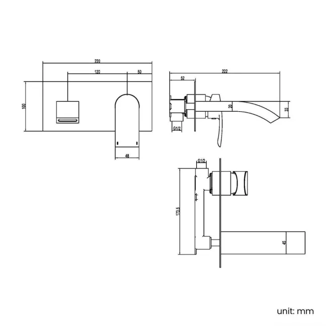 Severn Matt Black Wall Mounted Basin Mixer Tap