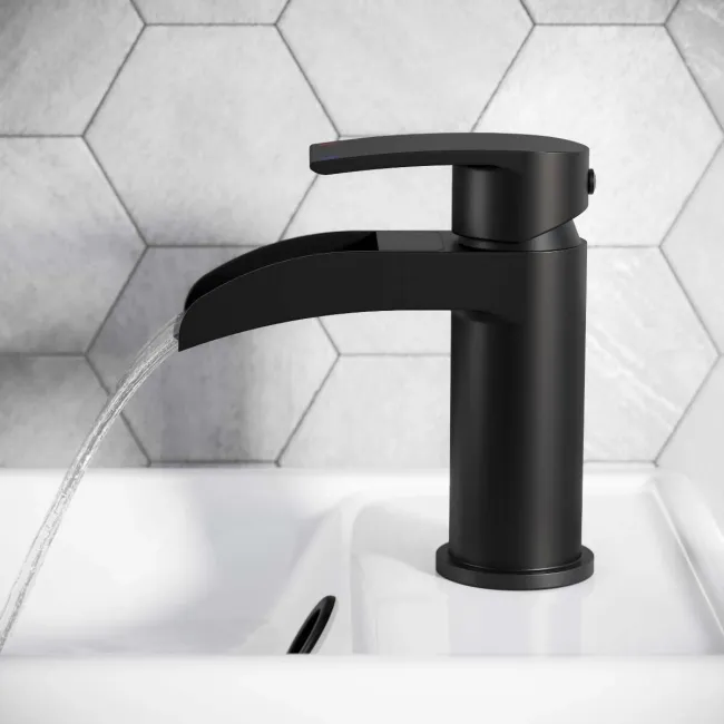 Eden Matt Black Waterfall Cloakroom Basin Mixer Tap