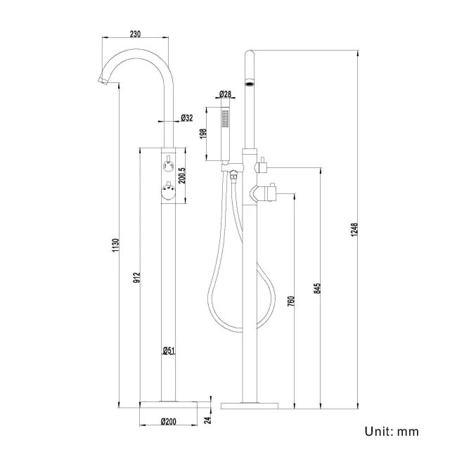 Trent Chrome Thermostatic Freestanding Bath Shower Mixer Tap