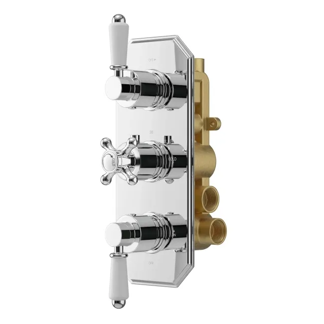 Shannon Premium Chrome Traditional Thermostatic Shower Valve - 3 Outlets