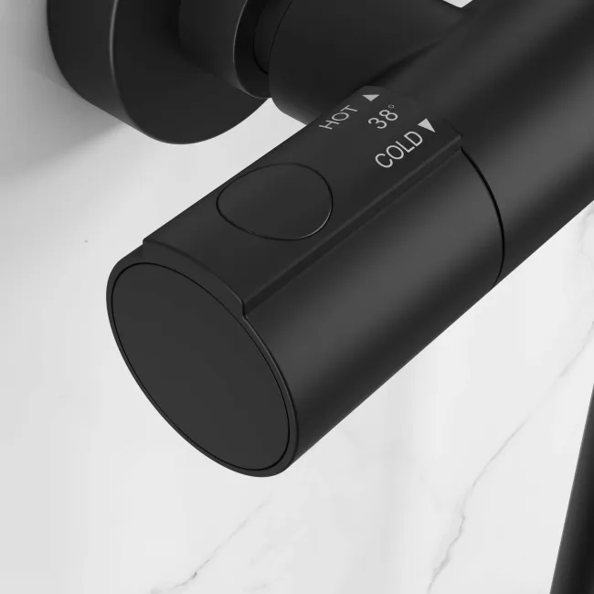 Ballina Premium Cool Touch Matt Black Round Thermostatic Shower with Large 250mm Head