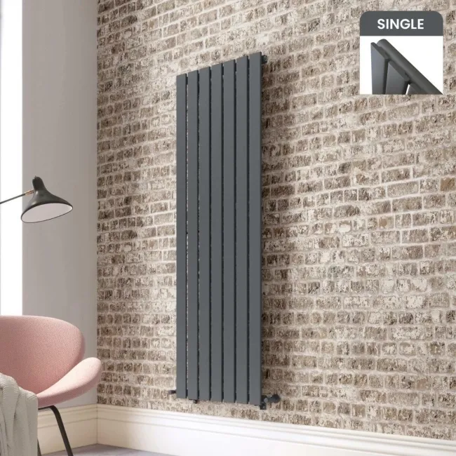 Faro Anthracite Single Flat Panel Vertical Radiator 1600x490mm