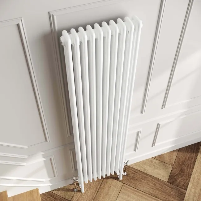 Athens White Triple Column Vertical Traditional Radiator 1800x470mm
