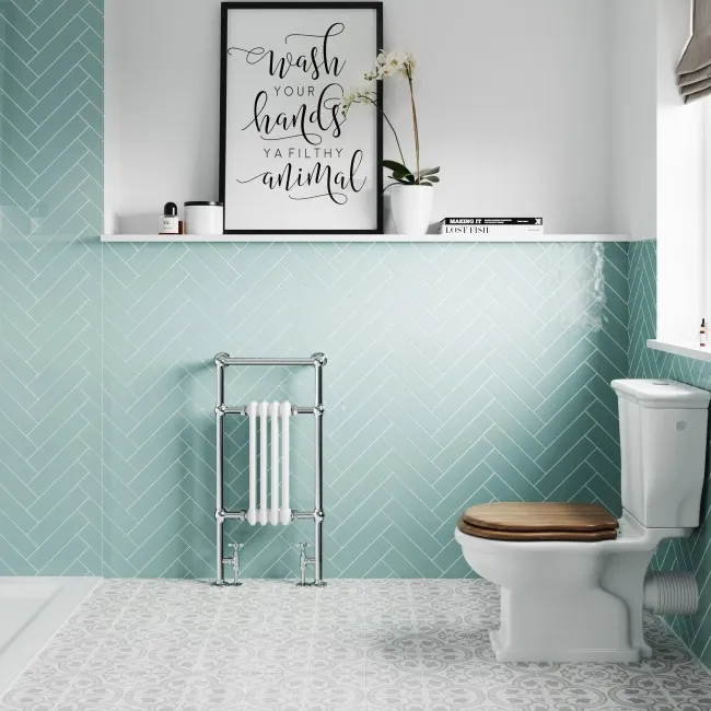 Gibraltar Slimline Small White Traditional Heated Towel Radiator (Flat Top Rail)