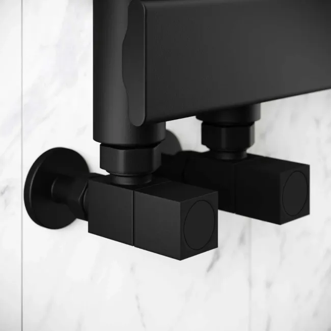 Seville Matt Black Designer Flat Panel Heated Towel Rail 1600x600mm