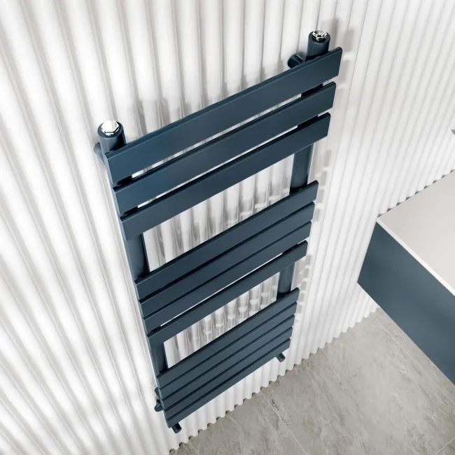 Santorini Inky Blue Flat Panel Heated Towel Rail 1200x450mm