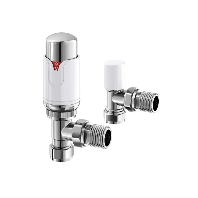 Thermostatic Angled Radiator Valve (Pair) Standard 15mm