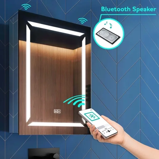 Haisley Illuminated LED Mirror Cabinet With BLUETOOTH Speaker 600x450mm
