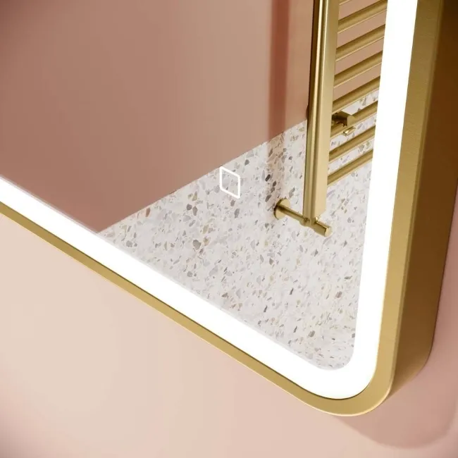 Olivia Brushed Brass Illuminated LED Mirror 600x1200mm