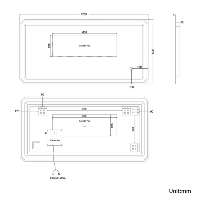 Thea Illuminated LED Mirror 600x1200mm
