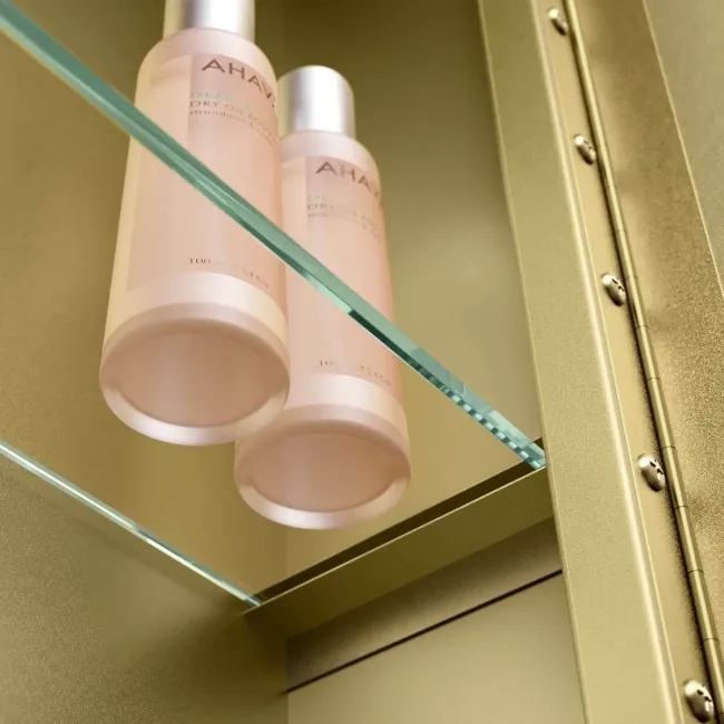 Mia Matt Brass Illuminated LED Mirror Cabinet 710x500mm