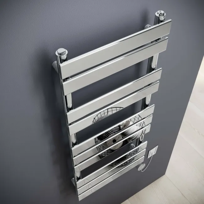 Santorini Electric Chrome Flat Panel Heated Towel Rail 1000x450mm