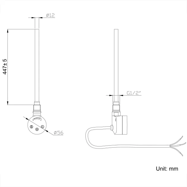 Santorini Electric Brushed Brass Flat Panel Heated Towel Rail 1200x450mm
