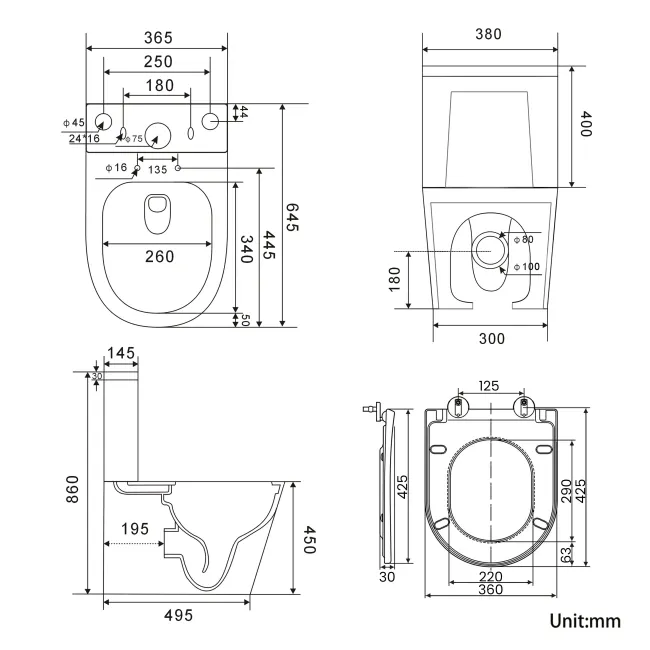 Boston Rimless Comfort Height Close Coupled Toilet With Premium Soft Close Seat