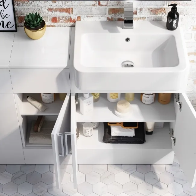 Harper Gloss White Combination Vanity Basin 1500mm (Excludes Pan + Cistern)