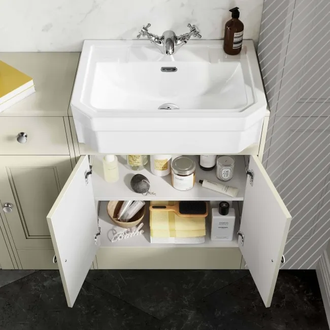 Monaco Chalk White Combination Vanity Traditional Basin and Seattle Toilet 1500mm