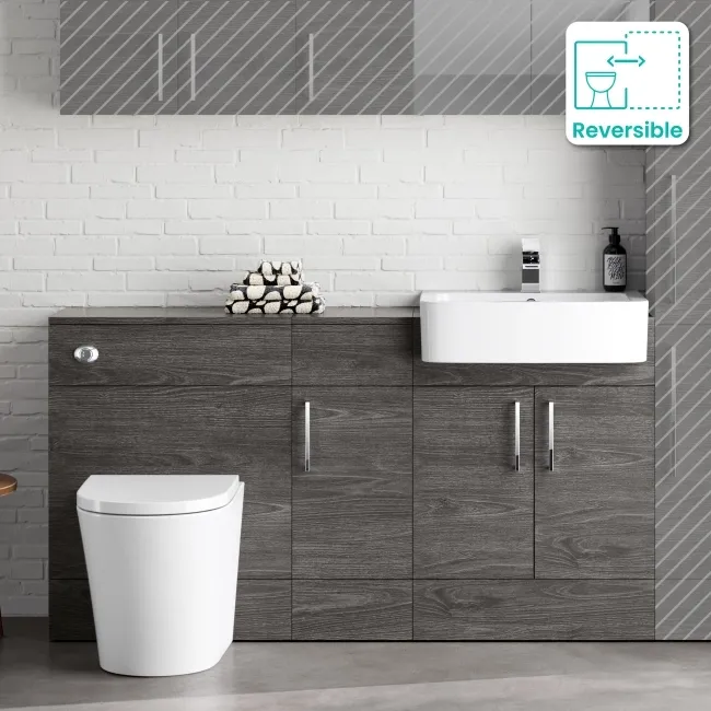 Harper Charcoal Elm Combination Vanity Basin and Boston Toilet 1500mm