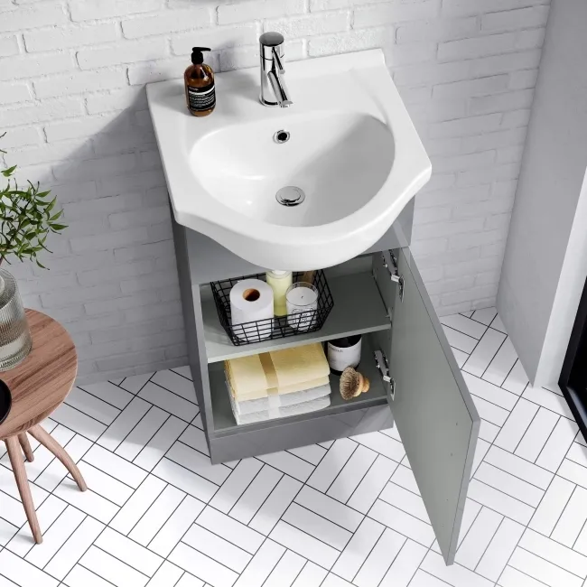 Quartz Stone Grey Cloakroom Vanity with Semi Recessed Basin 450mm