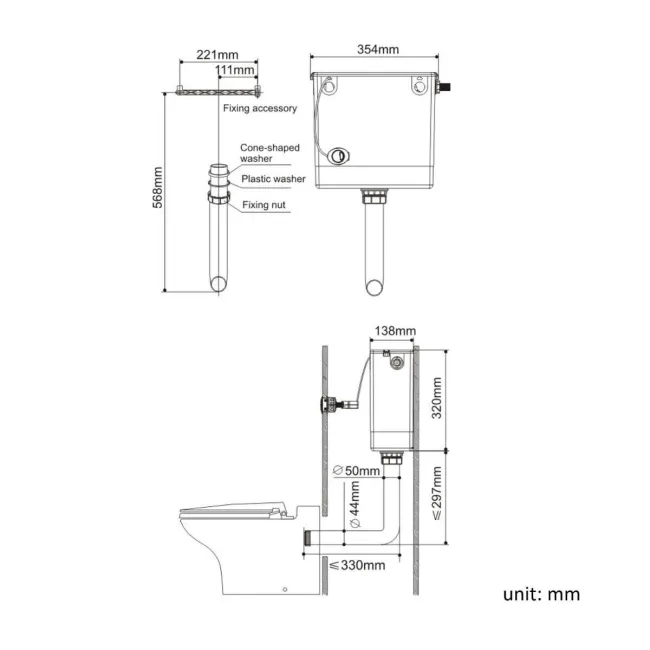 Concealed Cistern With Brushed Brass Push Button