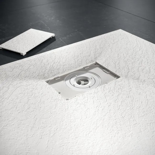 Berlin Rectangular Matt White Slate Effect SMC Composite Shower Tray 1000x700mm