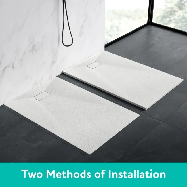 Berlin Rectangular Matt White Slate Effect SMC Composite Shower Tray 1400x900mm