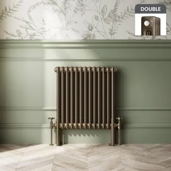 Athens Antique Gold Double Column Horizontal Traditional Radiator 600x605mm