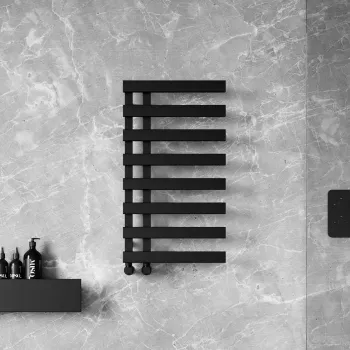 Palermo Matt Black Designer Heated Towel Rail 800x450mm