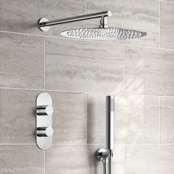 Ballina Premium Chrome Round Thermostatic Shower Set - 300mm Head & Hand Shower