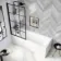 Hereford Square Shower Bath 1700x750 & 6mm Easy Clean Matt Black Grid Bath Screen