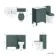 Bermuda Midnight Green Combination Vanity Basin and Hudson Toilet with Wooden Seat 1100mm