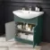 Capri Mystic Green Combination Vanity Basin and Denver Toilet 1350mm - Chrome Handles