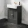 Monaco Graphite Grey Basin Vanity 600mm - Brushed Brass Accents