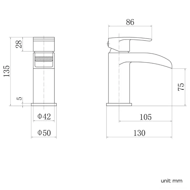 Eden Matt Black Waterfall Basin Mixer Tap