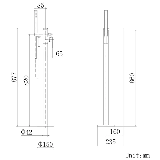 Avon Matt Black Waterfall Freestanding Bath Shower Mixer Tap