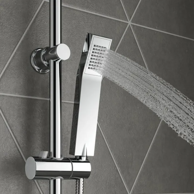 Lismore Square Chrome Shower Riser Kit