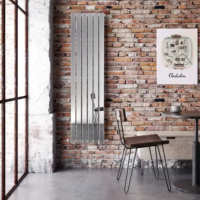 Faro Chrome Single Flat Panel Vertical Radiator 1600x420mm