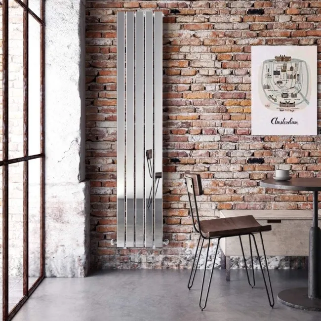 Faro Chrome Single Flat Panel Vertical Radiator 1800x350mm