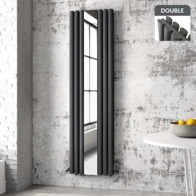 Marseille Anthracite Double Vertical Mirror Radiator 1800x500mm