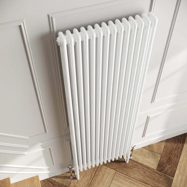 Athens White Triple Column Vertical Traditional Radiator 1800x650mm