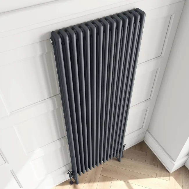 Athens Anthracite Triple Column Vertical Traditional Radiator 1800x650mm