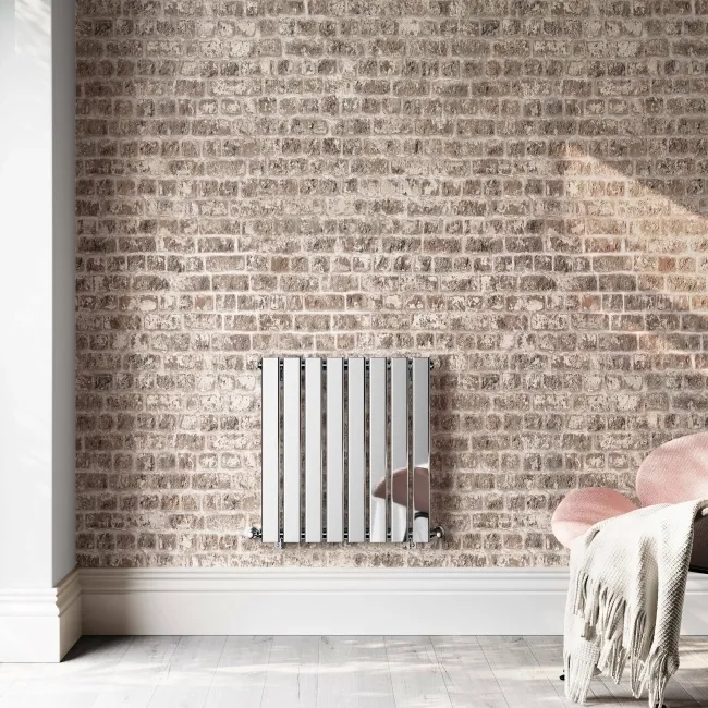 Faro Chrome Single Flat Panel Horizontal Radiator 600x560mm