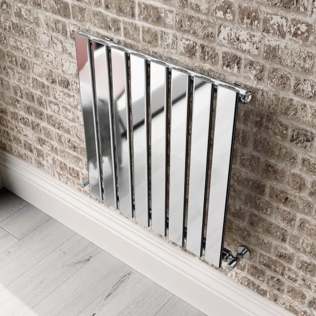 Faro Chrome Single Flat Panel Horizontal Radiator 600x560mm