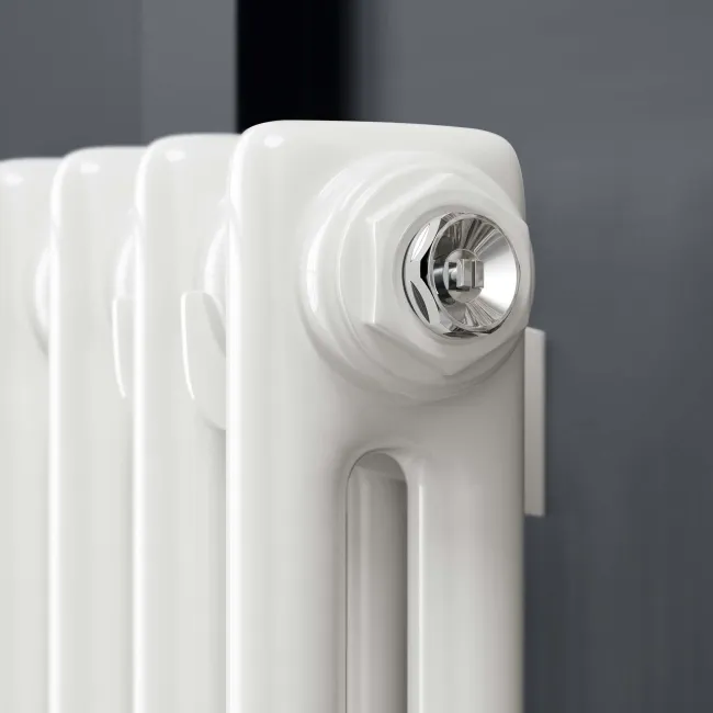 Athens White Double Column Horizontal Traditional Radiator 600x605mm