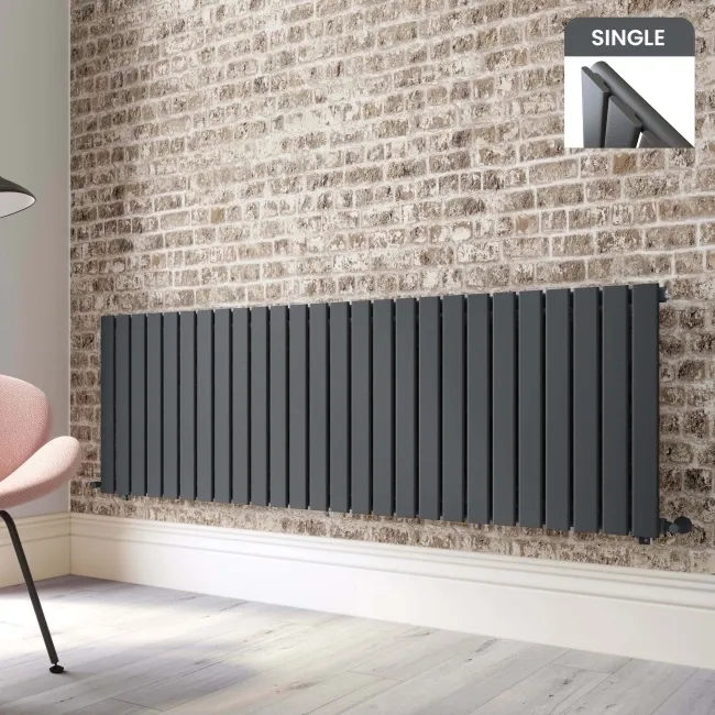 Faro Anthracite Single Flat Panel Horizontal Radiator 600x1820mm